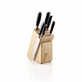 Messenset 5-delig met houten blok
