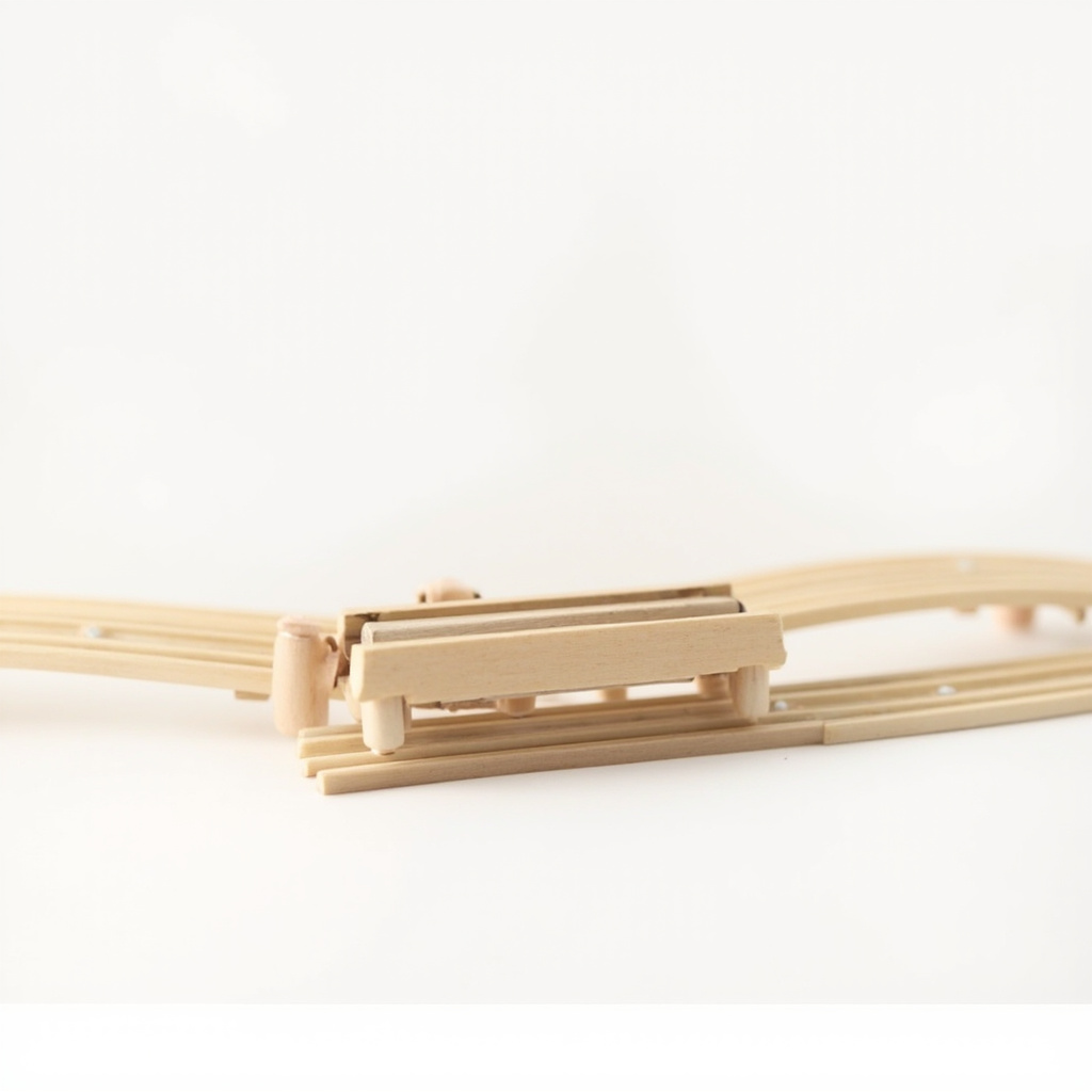 Houten trein met rails